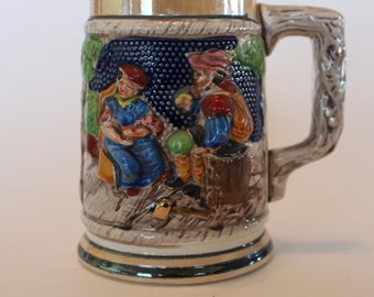 Porcelain tankard, Made in Japan, woodcutter and wife