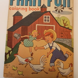 Farm Fun Coloring Book, published by Stephens, 1952, 15&quot; x 10.5&quot;