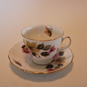 Royal Vale Tea Cup and Saucer, pattern 8218, Made in England by Ridgway Potteries Ltd.
