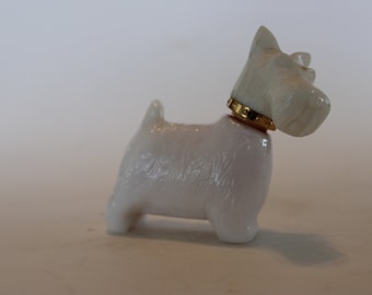 Vintage Avon white terrier perfume bottle with gold collar 1950s