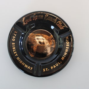 Lost Spur Ranch Club (St.Paul MN) Werbeaschenbecher, Royal China, garantiertes 22 Karat Gold, etwas verblasst