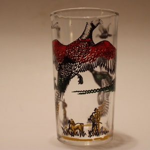 Vintage pheasant hunting glasses, 4.75&quot; tall, 8oz capacity, Set of 7