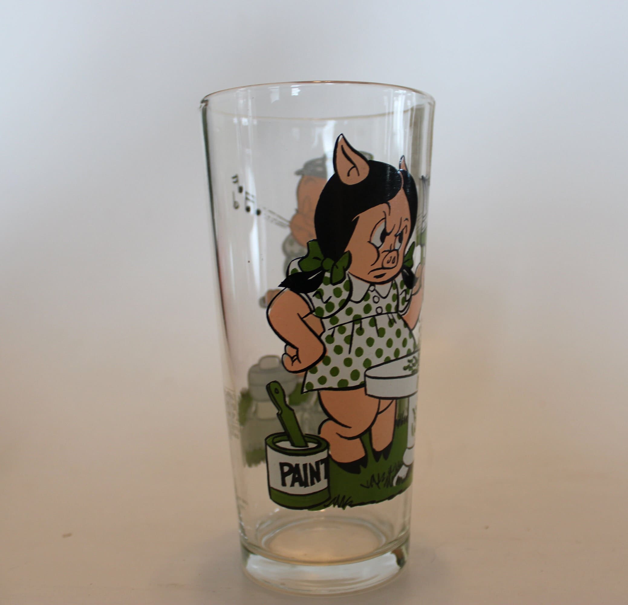 Porky and Penelope Pig, Vintage 1973 Pepsi Collector Series Glass