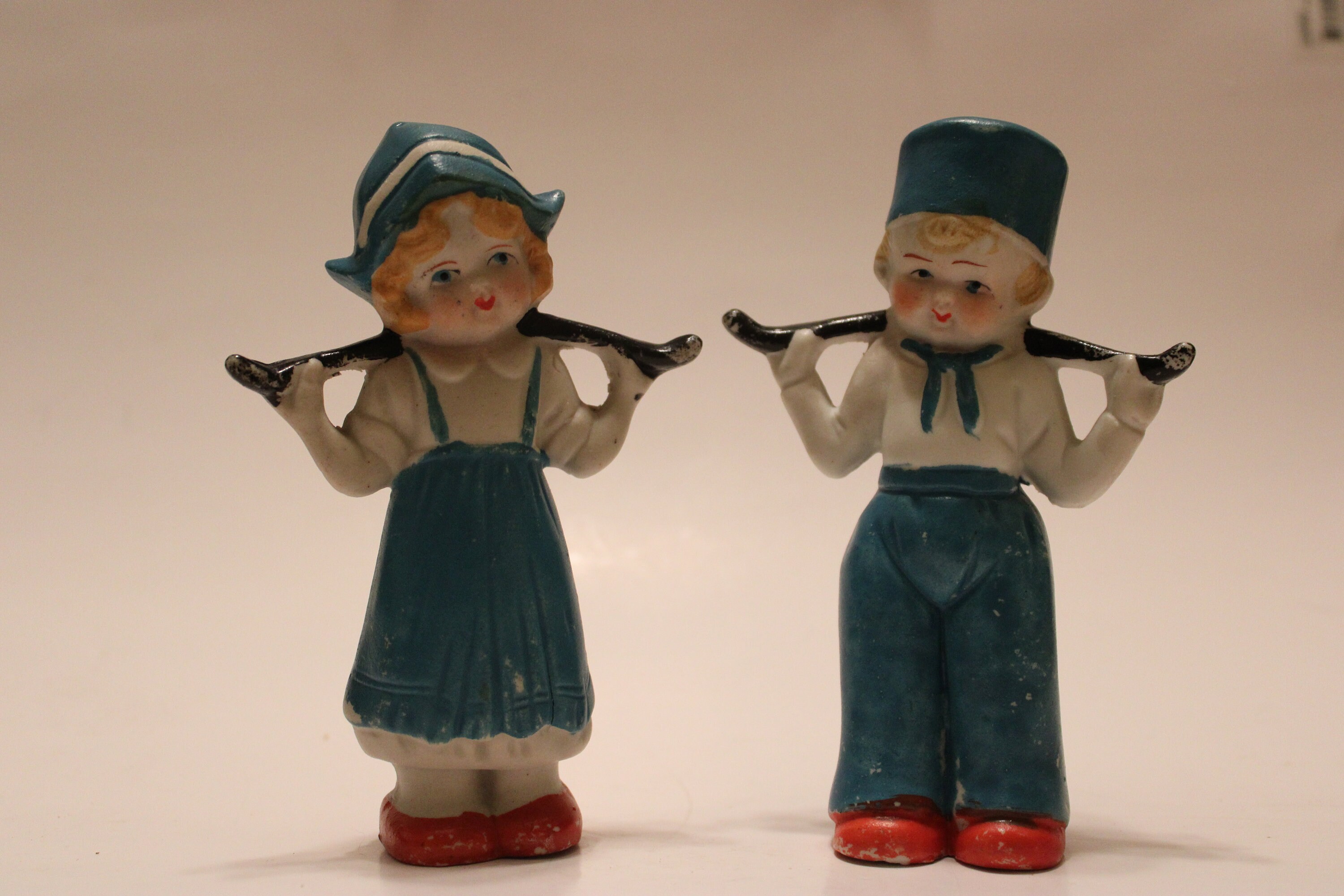 Vintage Little Dutch Boy & Girl With Yolks Across Their Shoulders