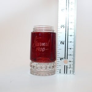 EAPG souvenir salt shaker &#39;Garnet 1900&#39;, missing top. A fun vase.