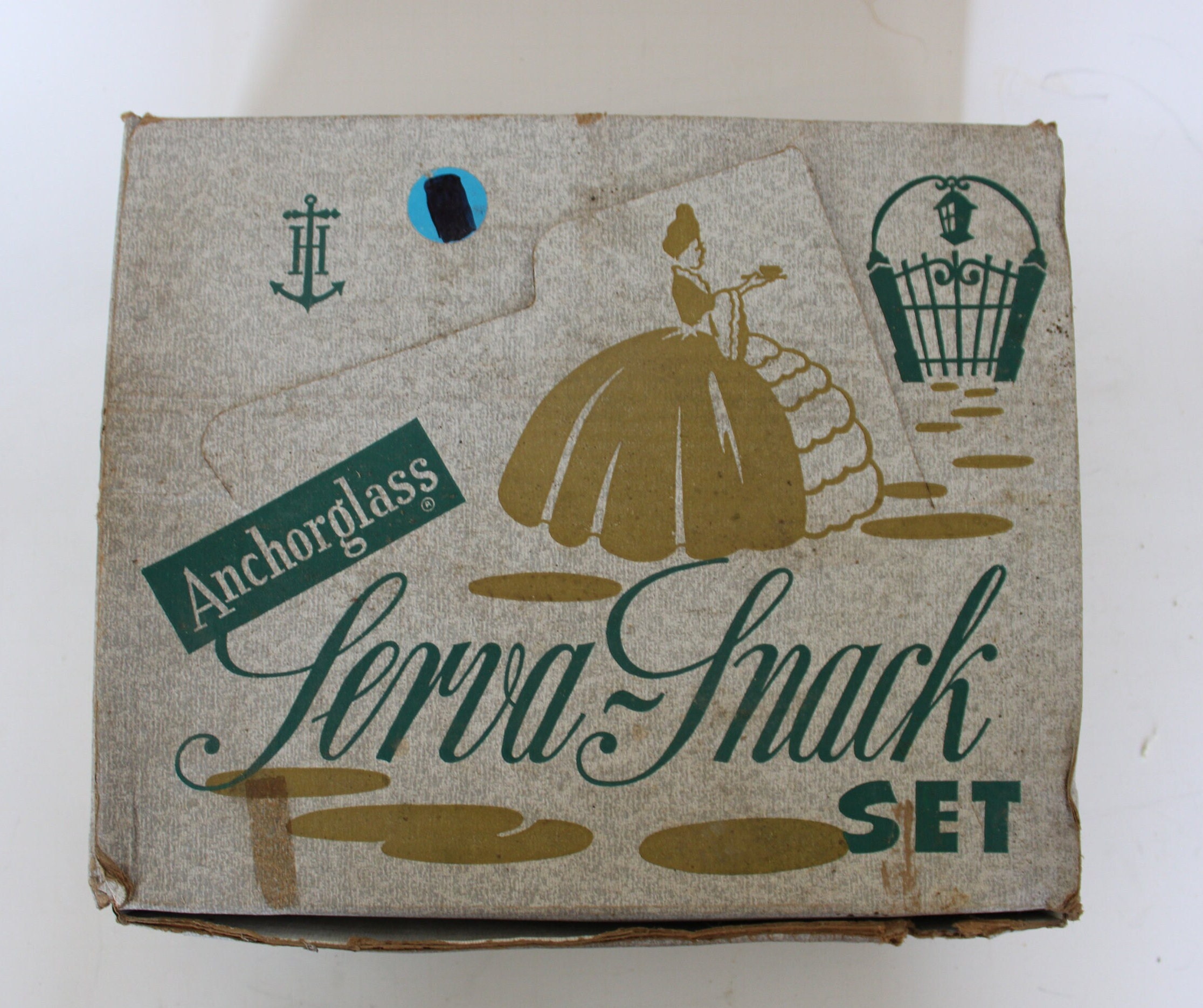 Anchor Hocking Anchorglass Serva-snack Set, 4 Trays and 4 Glasses