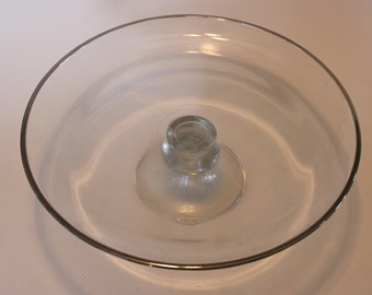 Clear glass 13" cake stand, footed