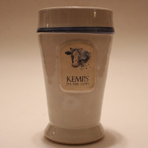 Kemps It&#39;s The Cows sundae cup, 2001, 3.5&quot; diameter, Grey Fox Pottery