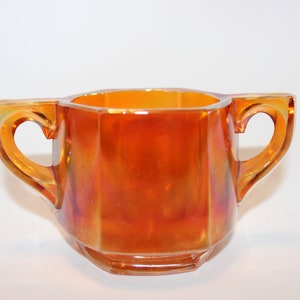 Carnival Glass Sugar bowl, orange, 1950&#39;s