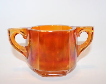 Carnival Glass Sugar bowl, orange, 1950's