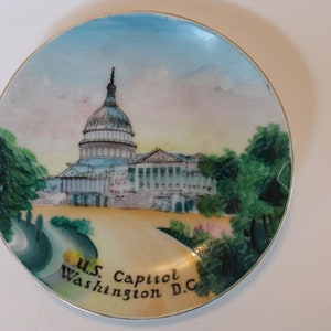 Vintage 1960s Washington DC US Capitol Small Souvenir Hand Painted Japan Plate