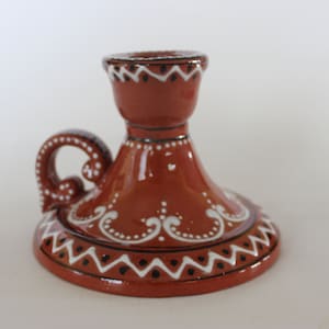 Certea Alcobaca Pottery, Portugal, hand painted candlestick holder