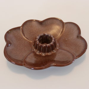 Frankoma Pottery brown candlestick holder, 6&quot; x 4.5&quot;
