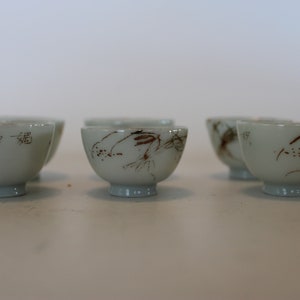 Set of 6 Sake cups, bone china