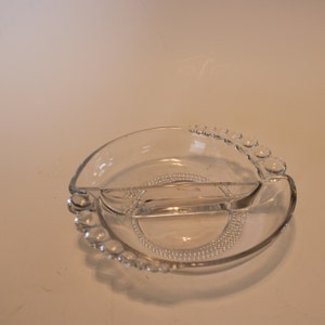 Beaded, divided glass nut / relish dish, 5.5&quot; diameter