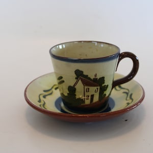 Motto Ware (Torquay, Devon, England) teacup and saucer &#39;Tak iouth o&#39;Tea&#39;