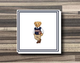 16 PCS Football Teddy Bear Baby Shower Napkins 5 x 5” Birthday Party Supplies Planner Cocktail Favors Classic Fall Event Plaid Chicago Sport
