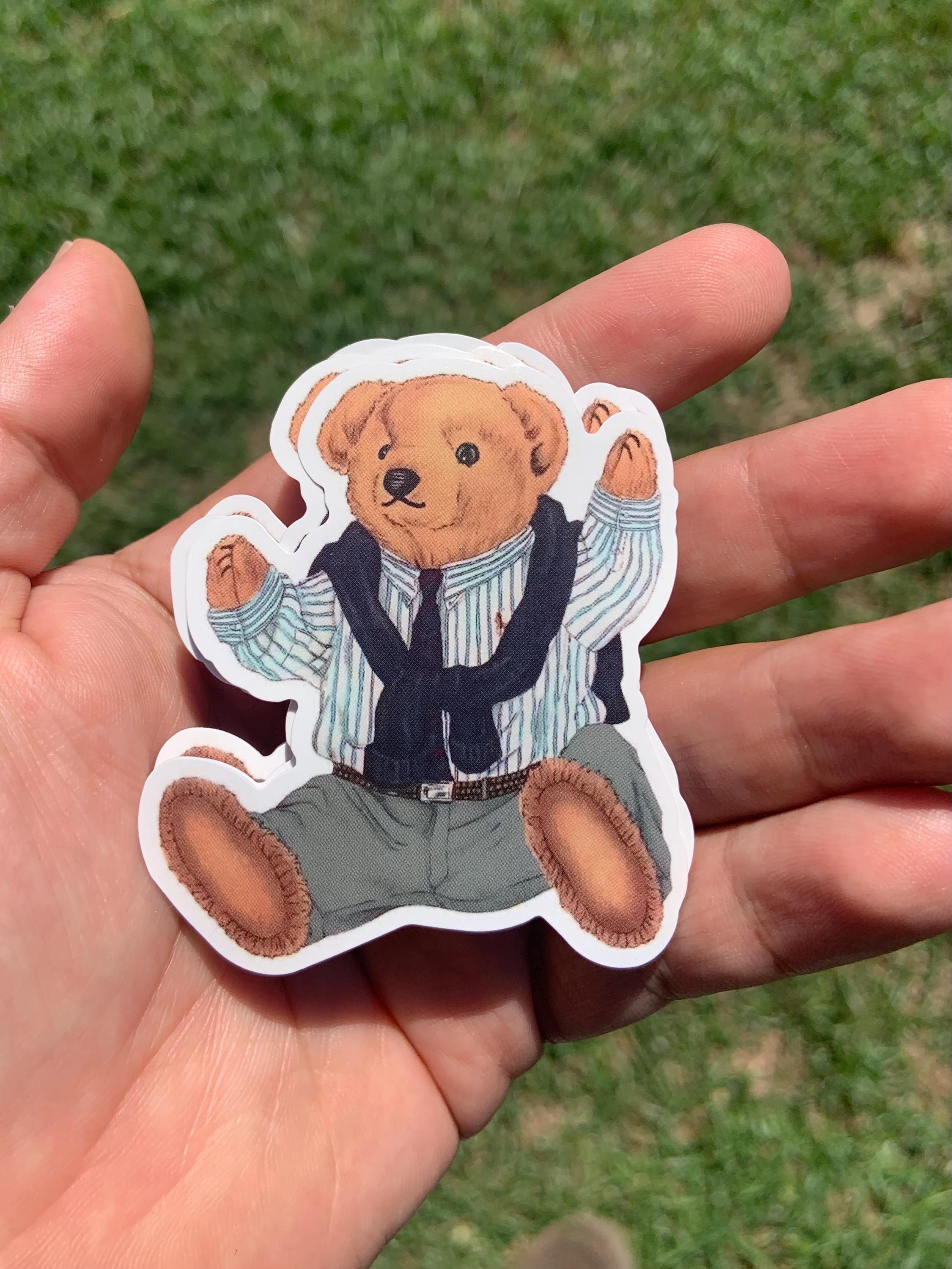 Teddy Bear Baby Bear Sticker: Preppy Party Decoration (2 3/4