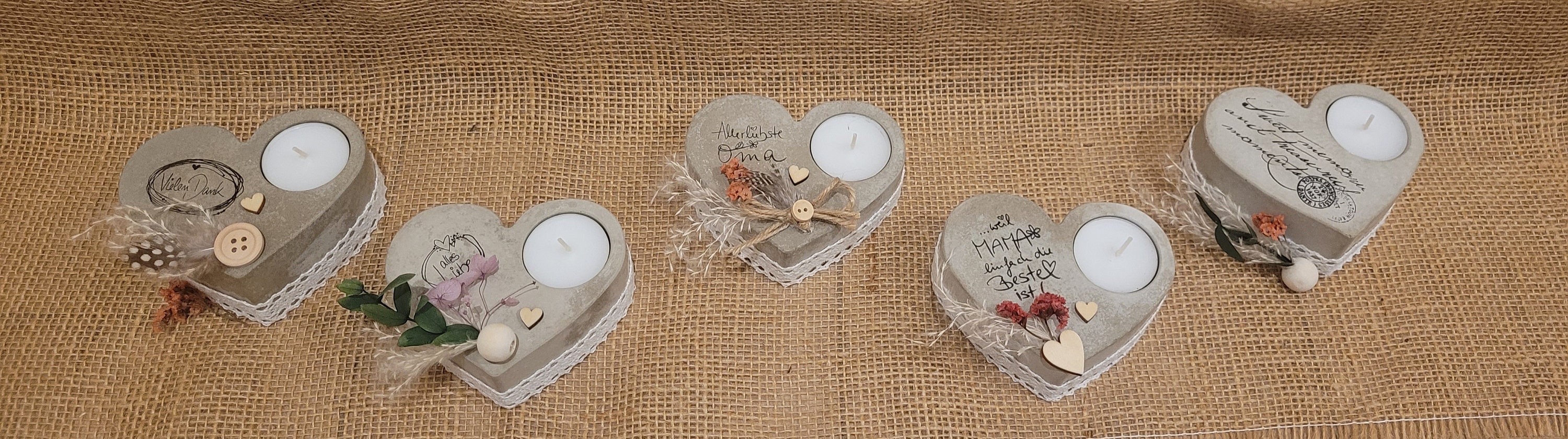 Teelichthalter Beton mit Spruch für Muttertag/ Geschenk Oma/ Geburtstag