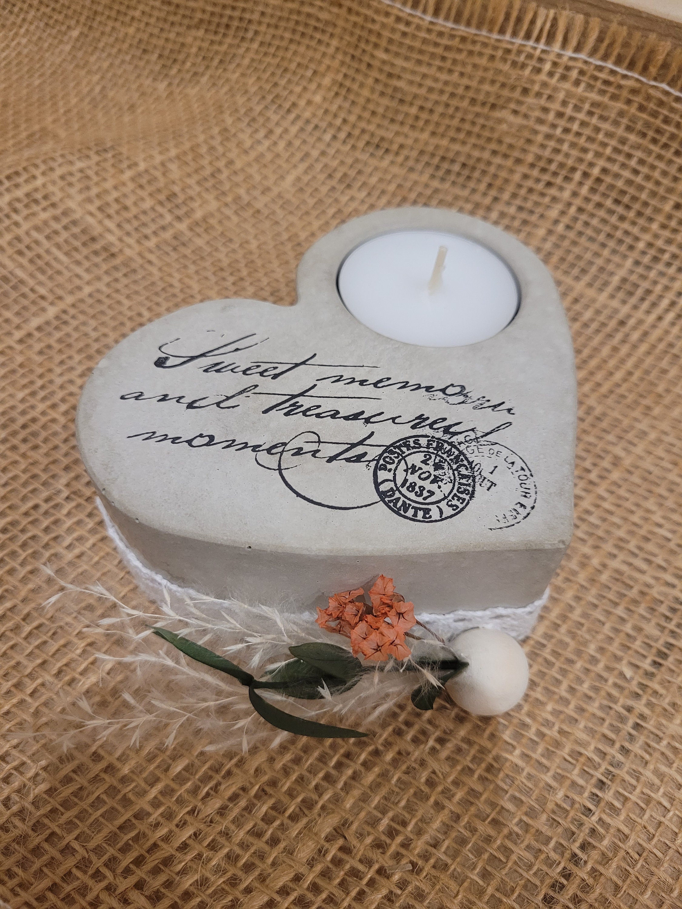 Teelichthalter Beton mit Spruch für Muttertag/ Geschenk Oma/ Geburtstag