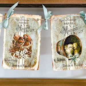 Vintage geïnspireerde paashaas - vogels - kuikens - decoratieve slinger