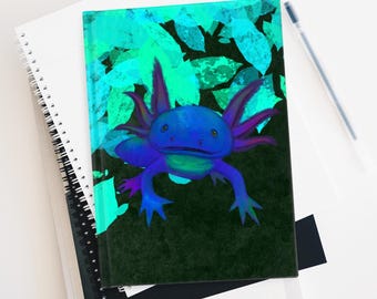 Axolotl Theme Art Journal | Botanical Axolotl | Cute Blank Notebook | Unique Art Book