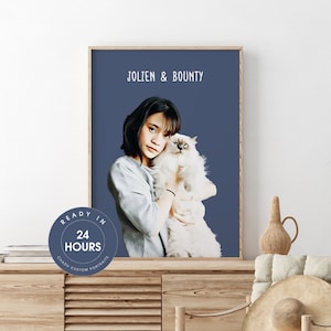 Mijn kat en ik portret aangepaste huisdier portret, kat minnaar cadeau voor hondeneigenaar, afdrukbare muur kunst, huisdier familie kat menselijke portret digitale download