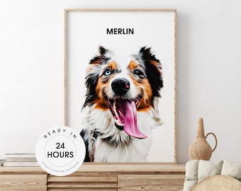 Custom Pet Portrait, Custom Dog Portrait, Custom Cat Portrait, Pet Memorial, Cat & Dog Lover Gift, Cat Portrait,  Personalized Dog Painting