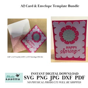 Modelo de cartão digital A2 em SVG, pacote de envelopes para cartões em camadas, download instantâneo, arquivo de corte para Cricut e Silhouette.