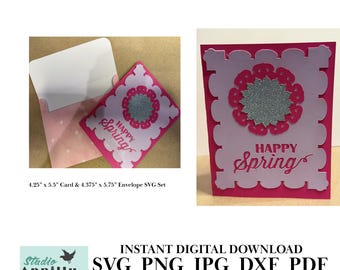 A2 digital Card Template SVG, Layered Card Envelope bundle, instant download, Cut-file for Cricut and Silhouette