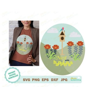 Birdhouse SVG, Mangiatoia per uccelli SVG, Bird SVG, Fiori Svg, Clip art, Silhouette e Cricut print & cut file