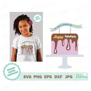 Birthday cake SVG I Chocolate frosted birthday cake SVG I Cake SVG I Cake with drippy frosting clip art  svg, png, epd, dxf