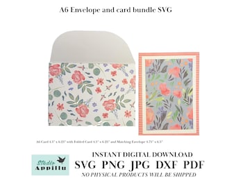 A6 Card and Envelope SVG Bundle, Layered Cut Files (Digital Download)