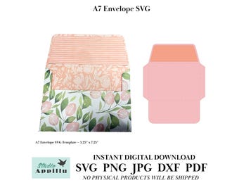 A7 Envelope SVG Template, Cricut Silhouette Cut File (Digital Download)
