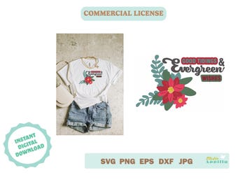 Christmas Floral SVG | Holiday Bouquet Cut File | Winter Flowers SVG for Cricut, Silhouette, Digital Download