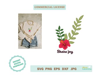 Hibiscus Flower SVG, Floral clip art, Flower Vector Art, Flower Cricut cut file, Flower Silhouette, Flower Print and Cut, Commercial Use SVG