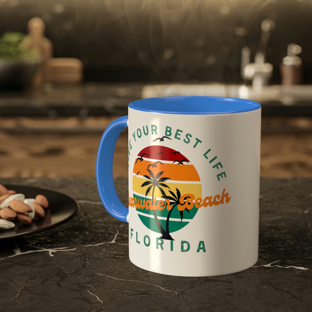 Florida Beach and City Themed Coffee Mugs Clearwater Beach the Perfect Gift for Any Sunshine