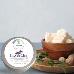 Manteca corporal batida de lavanda, crema hidratante artesanal (apta para veganos)