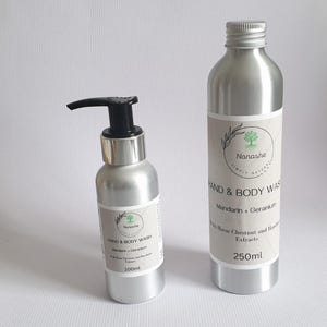Mandarin + Geranium Hand & Body Wash ,For All Types Skin, Vegan , Palm Free for Women and Men