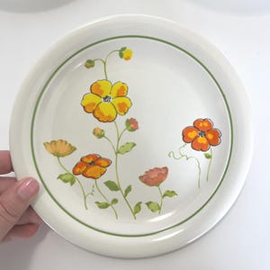 Vintage Set of 4 Salad Plates-Flower Dance by Nikko/HTF/retro dishes/vintage kitchen/floral plates/botanicals/stoneware/1980s dishware