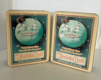 Vintage Tootsie Roll Tin/Tootsie Roll Tin making the world sweeter/Vintage Advertising/Retro Tin/Candy Advertisement/Candy or Sewing Tin/VTG