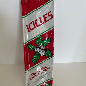 1 Pack Vintage Christmas 18&#39;&#39; Icicles/VTG Silver Tinsel/Retro Christmas Tree Strands/NOS/Kitschy Holiday/Flame Resistant/1000 strands/IOB