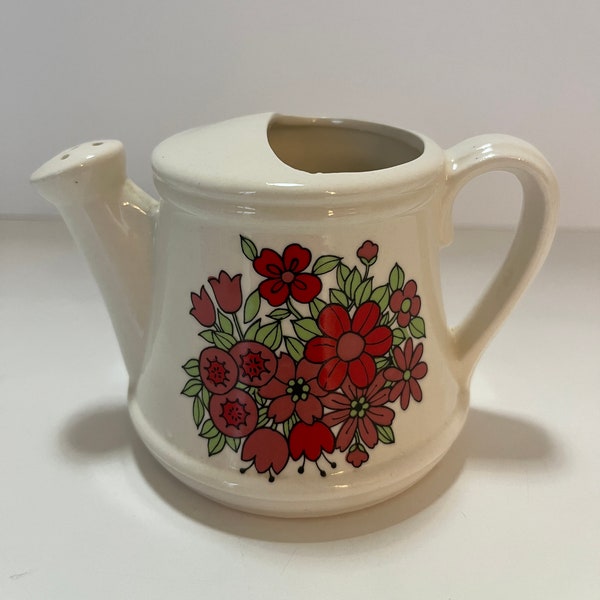 Vintage ceramic floral watering can/made in Japan/planter or vase/garden display/country decor/gardening/retro flowers/mini watering can/VTG