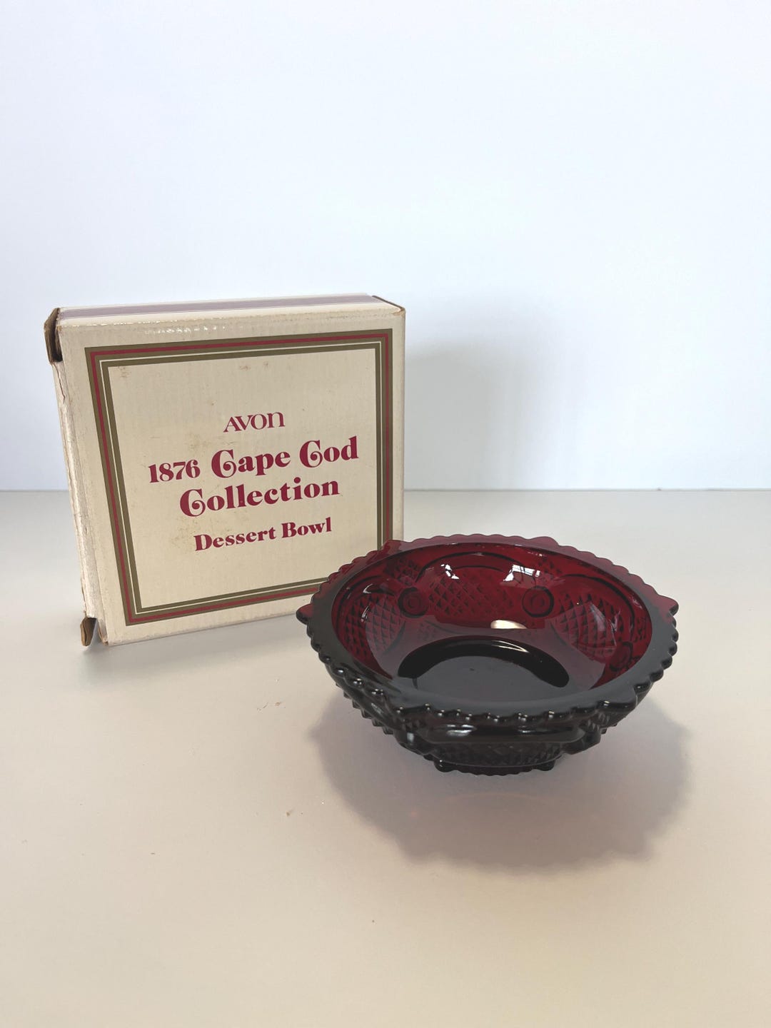 Vintage Avon 1876 Cape Cod Collection Ruby Red Glass Dessert Bowl in ...