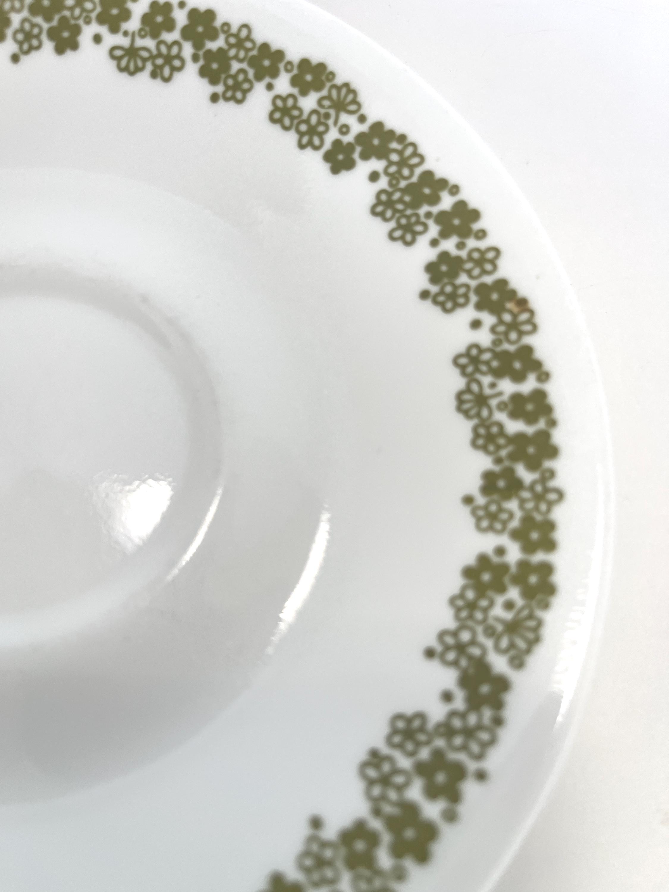 Set of 4 Vintage Corelle Spring Blossom Green-crazy Daisy Saucers
