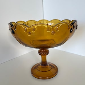 Vintage Indiana Glass-Garland Amber-Footed Pedestal Compote Candy/Fruit Bowl-Teardrop style-Bohemian Farmhouse-Fall Home Decor-Fall Decor