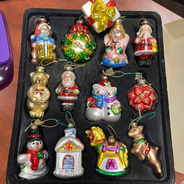 Lot of Christmas Ornaments/Vintage Thomas Pacconi Mercury Glass Ornaments and Annalee Angel Doll/Shamrock Santa/Retro Holiday/Collectible/
