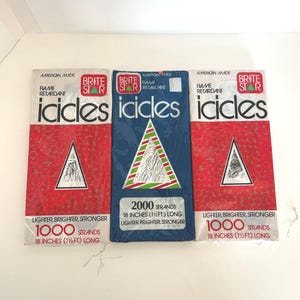 3 Packs Vintage Christmas 18&#39;&#39; Icicles by Brite Star/VTG Silver Tinsel/Retro Christmas Tree Strands/NOS/Kitschy Holiday/Flame Resistant/4000