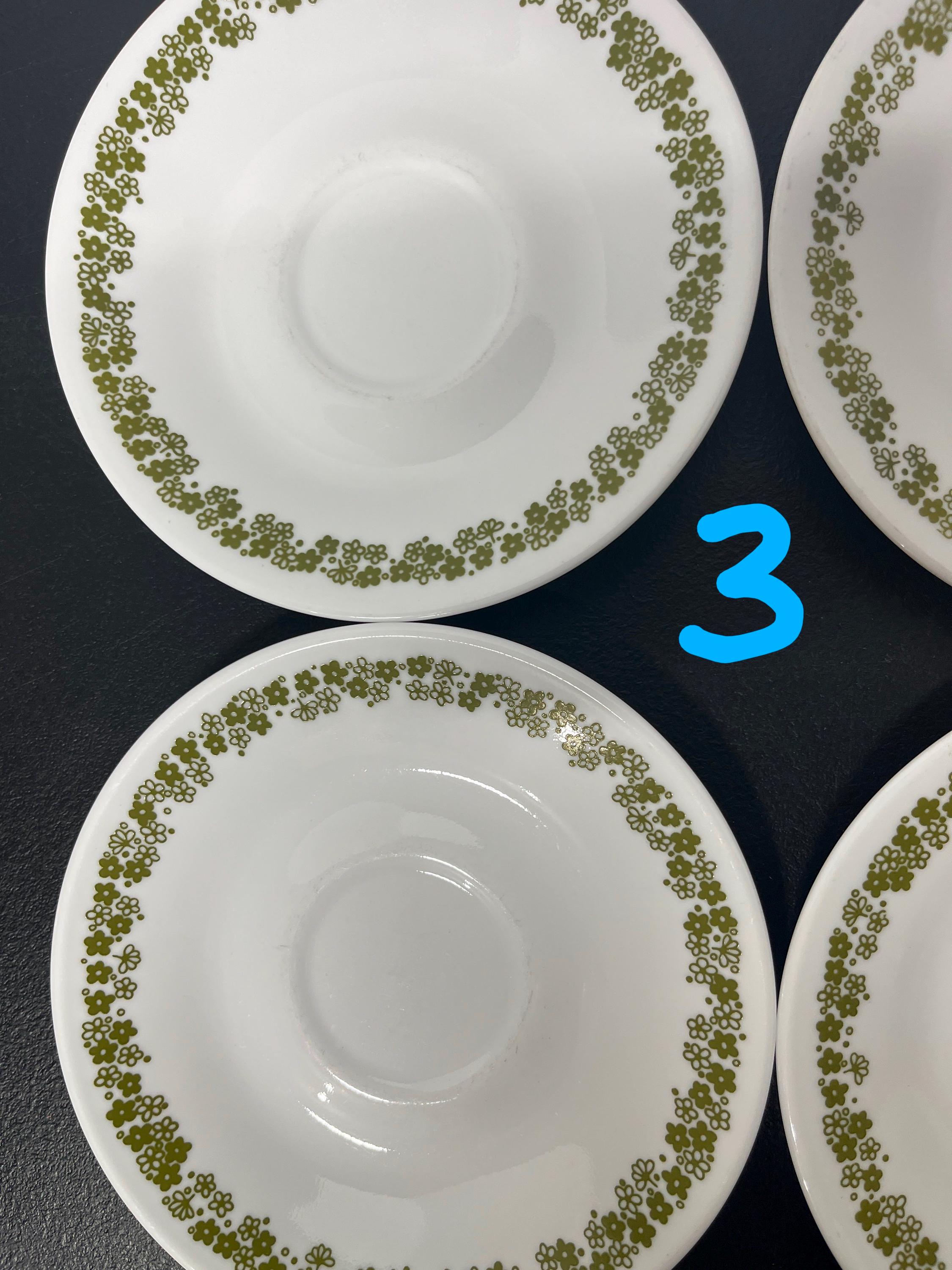 Set of 4 Vintage Corelle Spring Blossom Green-crazy Daisy Saucers
