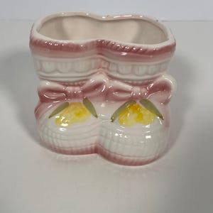 Pink baby bootie ceramic planter/Baby Shoes/New Baby Gift/Nursery Decor/Gender Reveal/Baby Shower gift/retro baby decor/indoor planter/retro